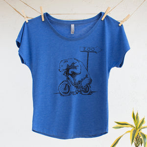 Bear Riding on Bike Tshirt Design Ladies