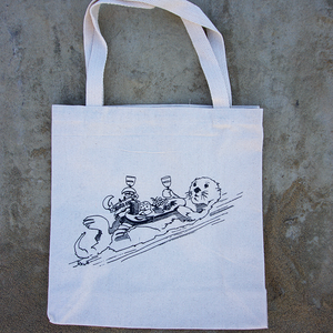 Sea Otter Drinking Wine and Eating Tote